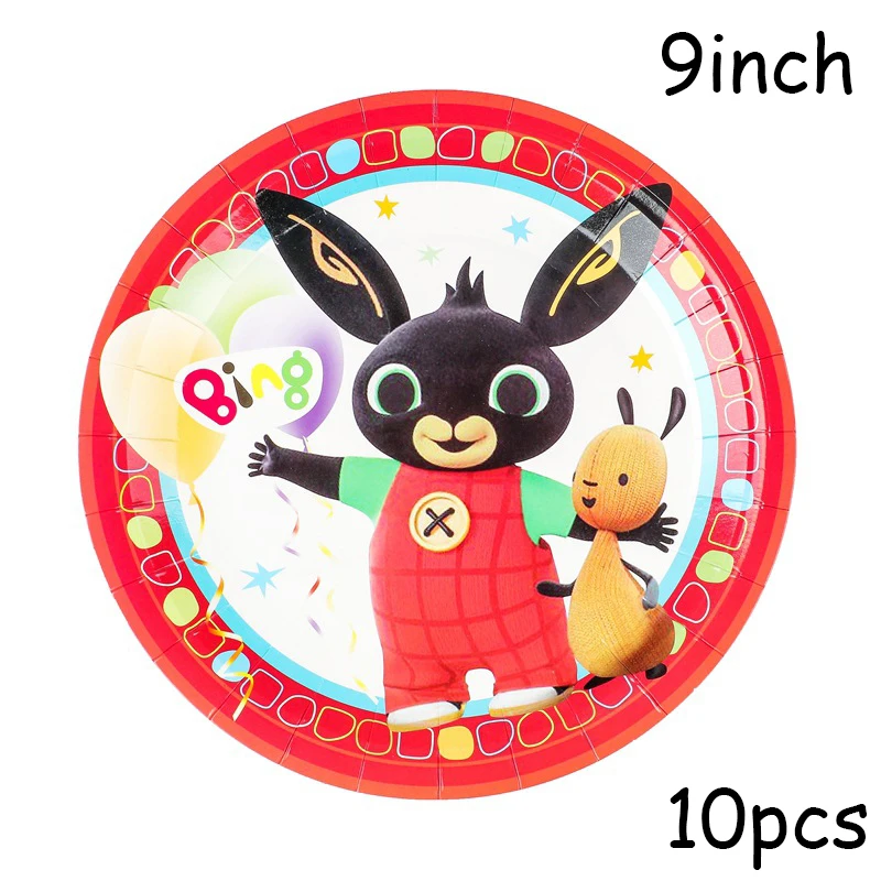 

Party Decorations Bing Rabbit Kids Balloon Gift Bag Cups Plates Knives Spoons Napkin Straw Disposable Tableware Supplies