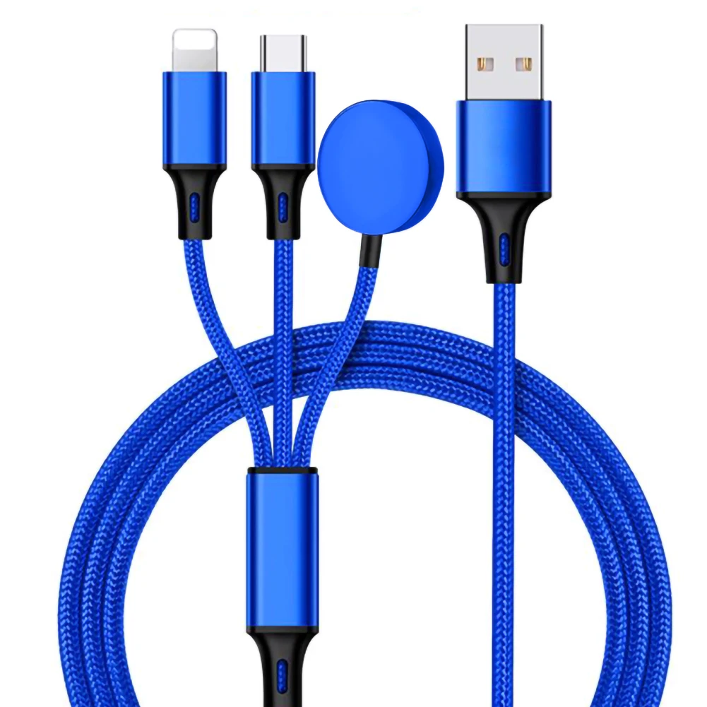 3 в 1 type-C зарядное устройство 125 см нейлоновая оплетка и металлический