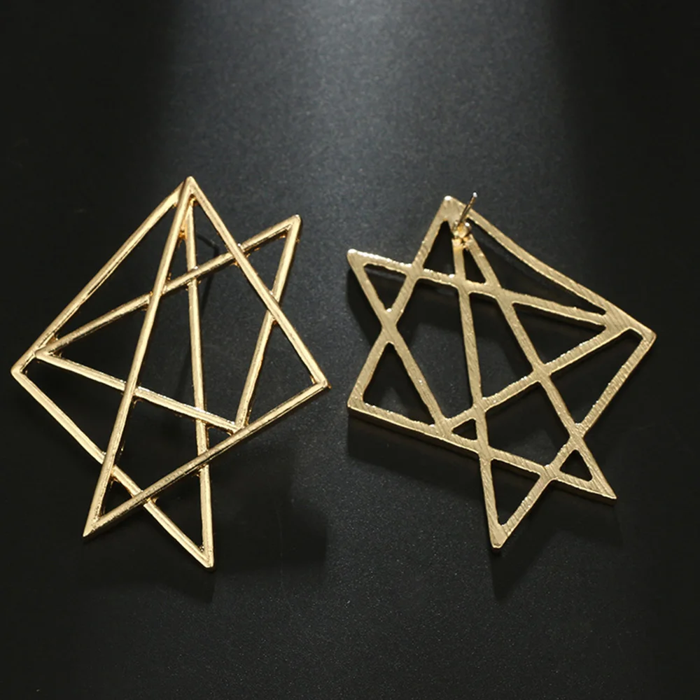 2019 Новые Модные Простые винтажные большие геометрические серьги со звездами для