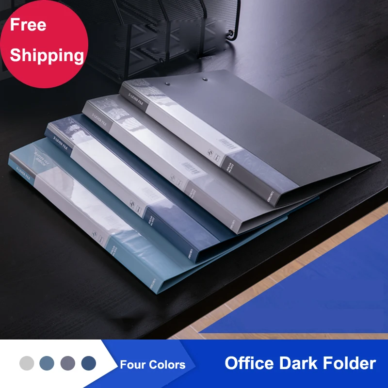 A4 PP Clip File Folder Double Strong Clip File Folder Dark Student Paper Board Folder A4 Office Storage Clip