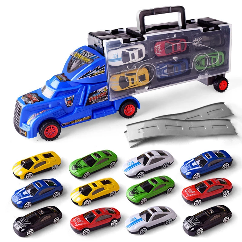 

15pcs Carrier Truck Set Premium Transporter Car Carrier Truck Model Inertia Cars Vehicle Toys Vehicle Set for Children Toddler