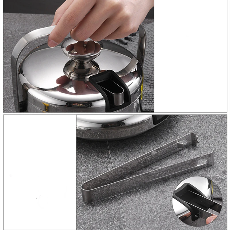 

304 Stainless Steel Ice Buckets With Tong Filter Lid Can Wine Bottle Cooler