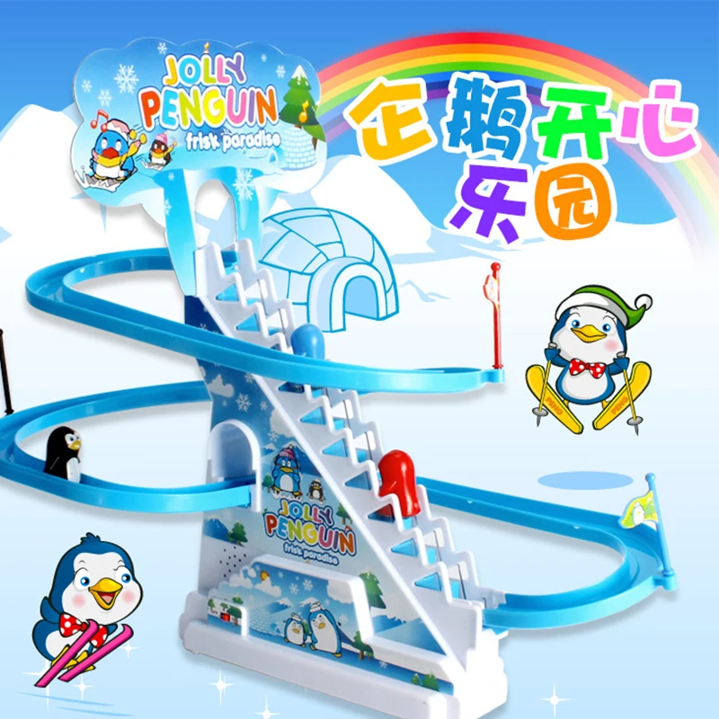 

Newest Children Toys Penguin Climb Stairs Children's Classic Track Toys Cartoon Penguin Climb Stairs, Electric Music Track Toys