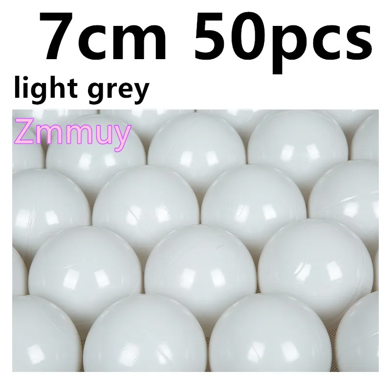 7cm light grey 50pcs 50 шт., 7 см, рождественский подарок, красочный шар, мягкий пластик, Океанский шар, забавный, для маленьких детей, для девочек и мальчиков, плавающая игрушка, бассейн, океан, волнистый шар - Цвет: 7cm light grey 50pcs