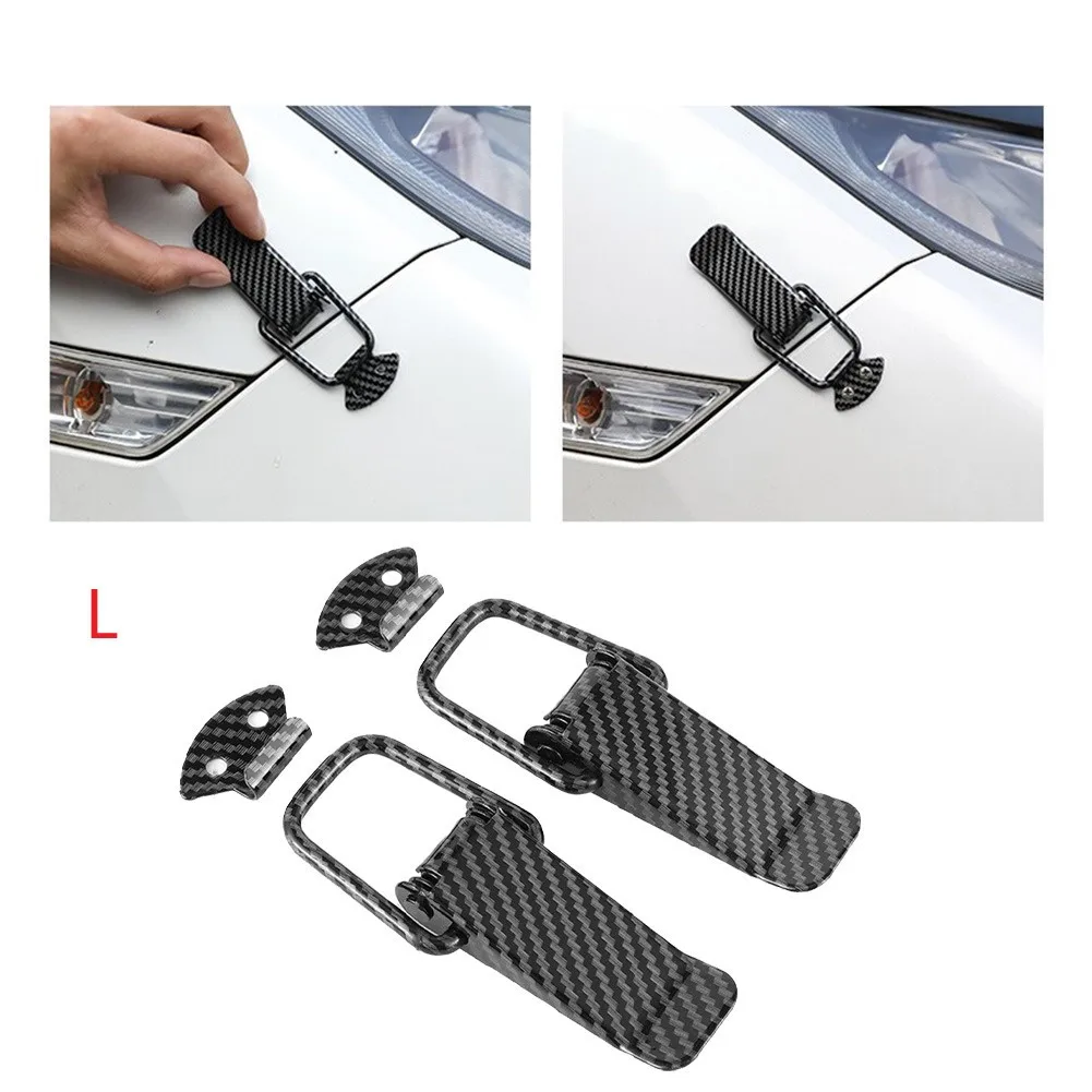 

2pcs Carbon Fiber Car Modified Rear Tail Box Pull Buckle Repair Gap Decoration S/L Car Hood Lock Trunk Buckle Car Accessorry