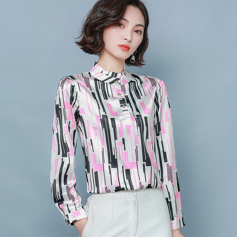 Корейские шелковые женские блузки атласные офисные рубашки размера плюс 4XL топы