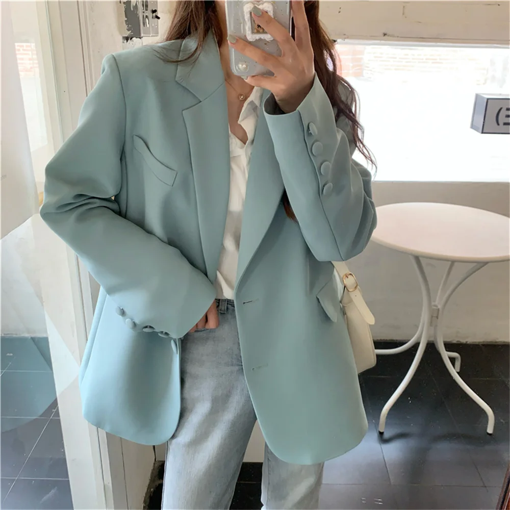 Новинка 2021 элегантные свободные Стильные пиджаки HziriP лидер продаж однотонные