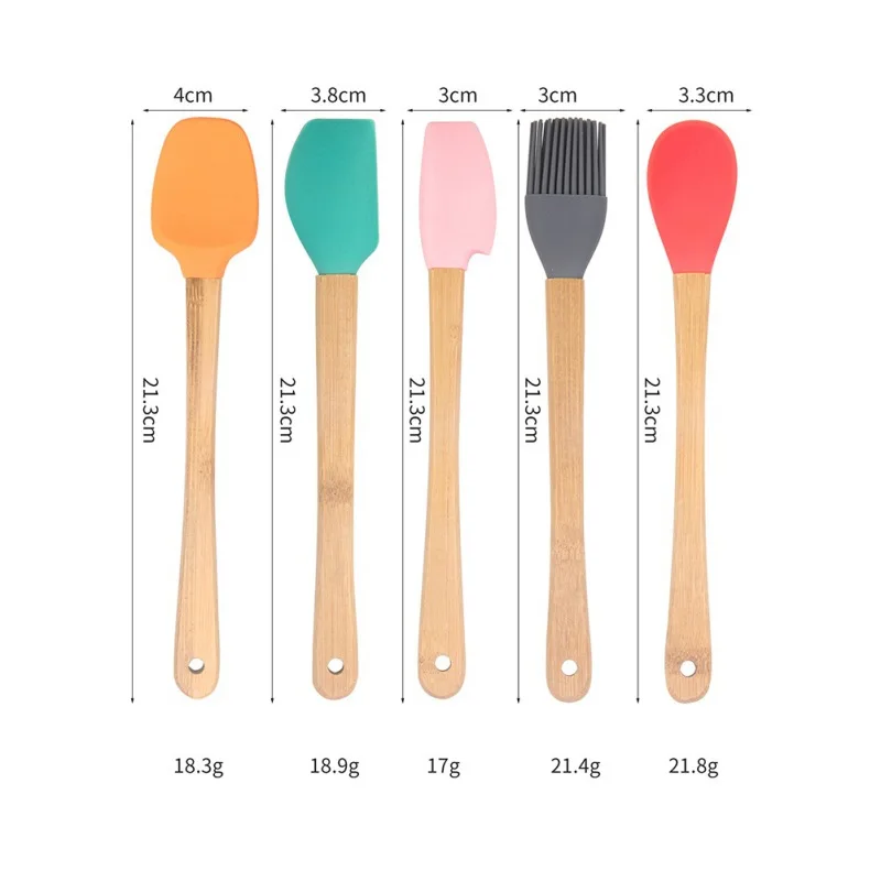

Silicone Spatula Scraper Spoon Oil Brush Set Wooden Handle Heat-Resistant Spatulas Flexible Kitchen Baking Cooking Utensils