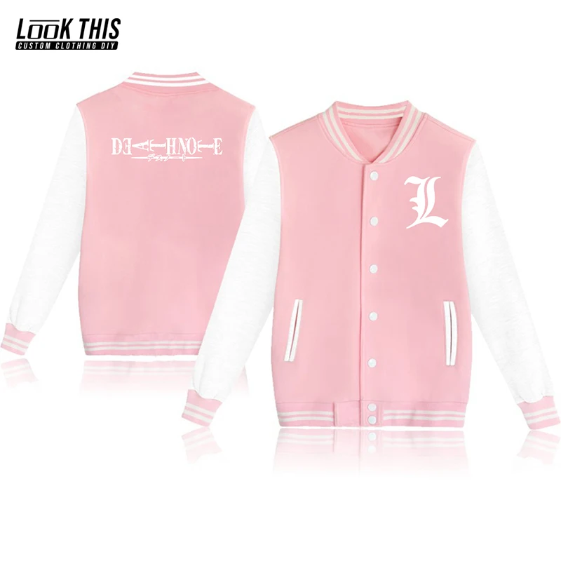 

Death Note 2021 New Hip Hop anime Men's Baseball Spliced streetwear Clothing Bomber Jacket Unisex Baseball Uniform Winter Coat
