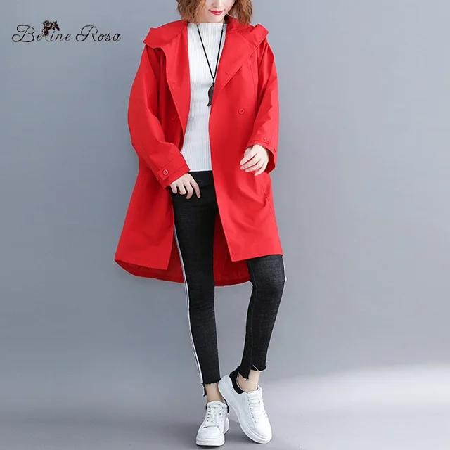 red 4XL 5XL 6XL Большие Размеры Пальто Женщин BelineRosa, Мода Письмо Печати в Спину, Повседневные Пальто для Женщин, HL000026, большие размеры - Цвет: red