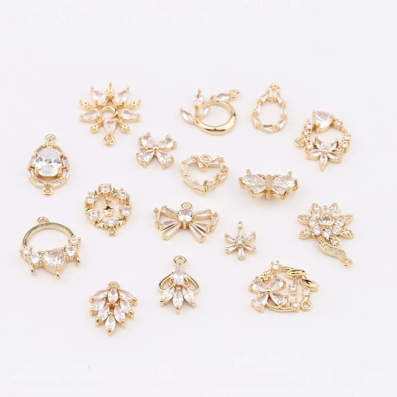 2 шт. ювелирные аксессуары Позолоченные Diy циркониевые подвеска в виде капли воды