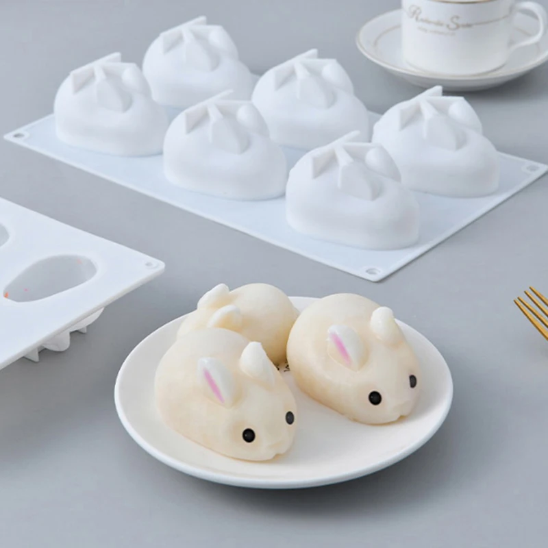 

6 форм, 3D силиконовые формы в виде кролика, новые украшения для тортов, детские формы для торта ручной работы «сделай сам», силиконовые формы,...