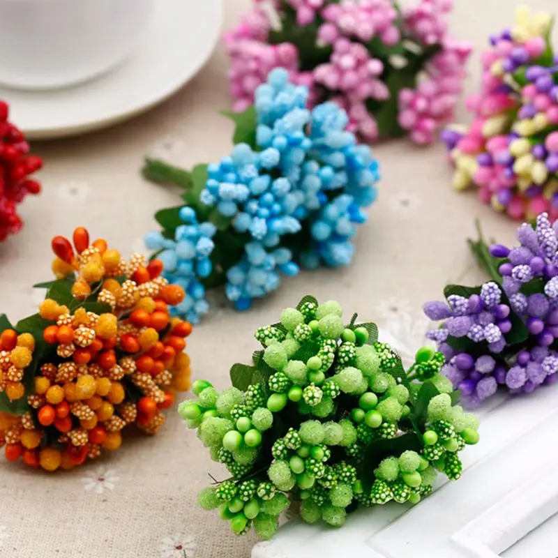 12 шт Мини Искусственные Пип ягоды стволовых бутон фрукт из пенопласта тычинки