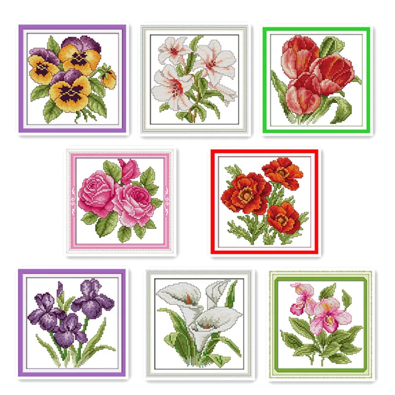 

Joy Sunday Small Printed Cross Stitch Kit Flowers Pattern 11&4CT Cross Stitch Kits Art Crafts Embroidery DIY Handmade Home Decor