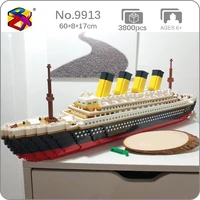 pzx 9913 movie titanic ship luxury cruise boat 3d model diy 3800pcs mini diamond blocks bricks building toy for children no box