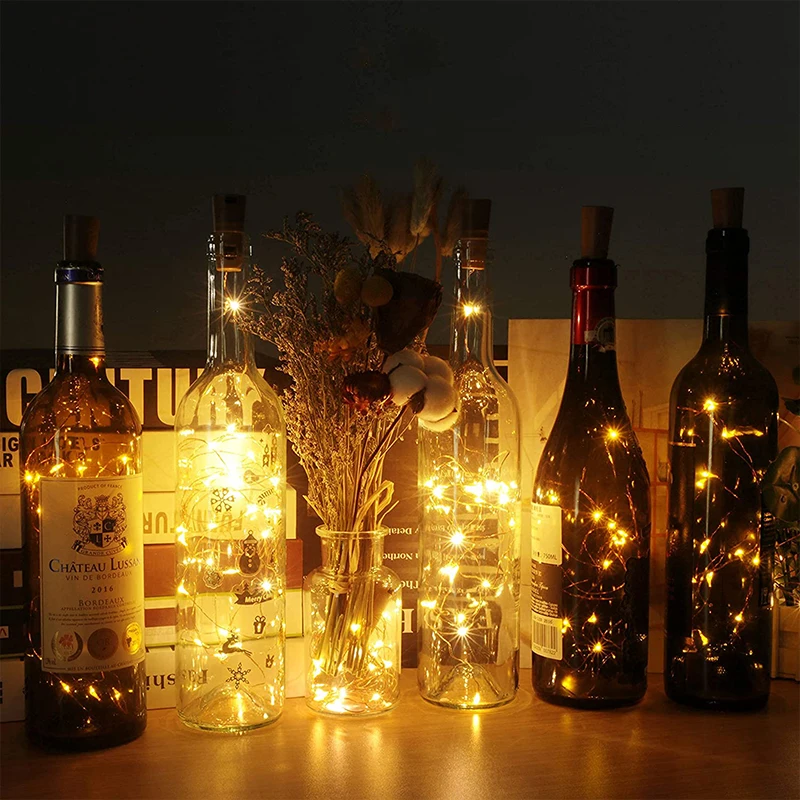

1Piece Wine Bottle Lights String with Stopper Cork 2M 20 LED Fairy Light Battery Operated Lights for Parties Wedding Decoration