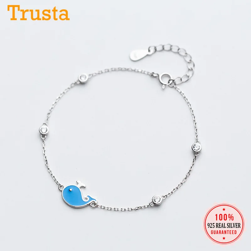 Trustdavis 100% 925 цельное Настоящее серебро Модные женские ювелирные изделия синий кит