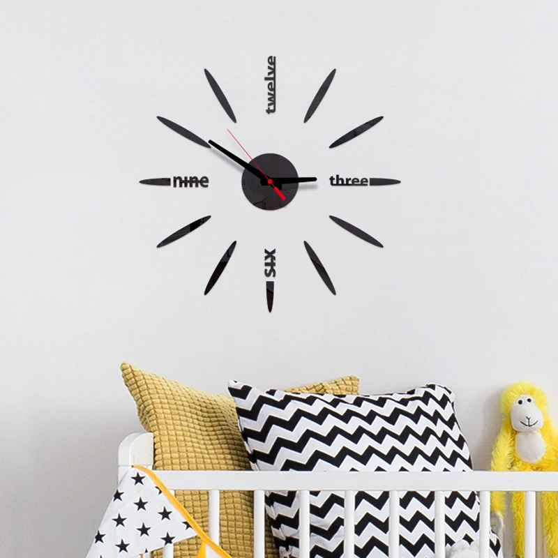3D DIY настенные часы современный дизайн Horloge акриловые зеркальные наклейки