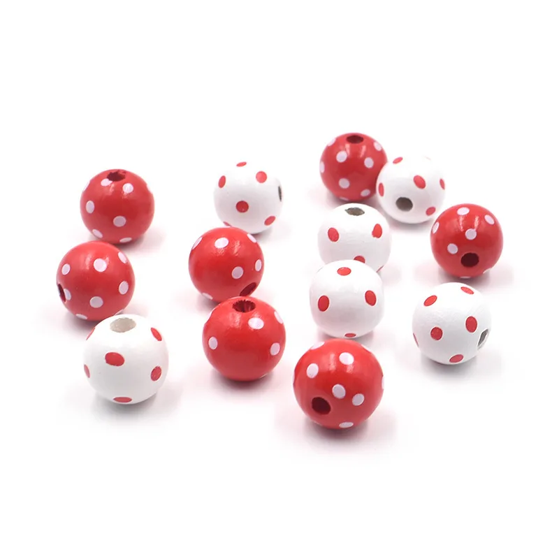 

20pcs Valentine's Day Wooden Beads Love Wooden Beads Loose Beads Love Round Wood Beads Jewelry Accessories 16MM