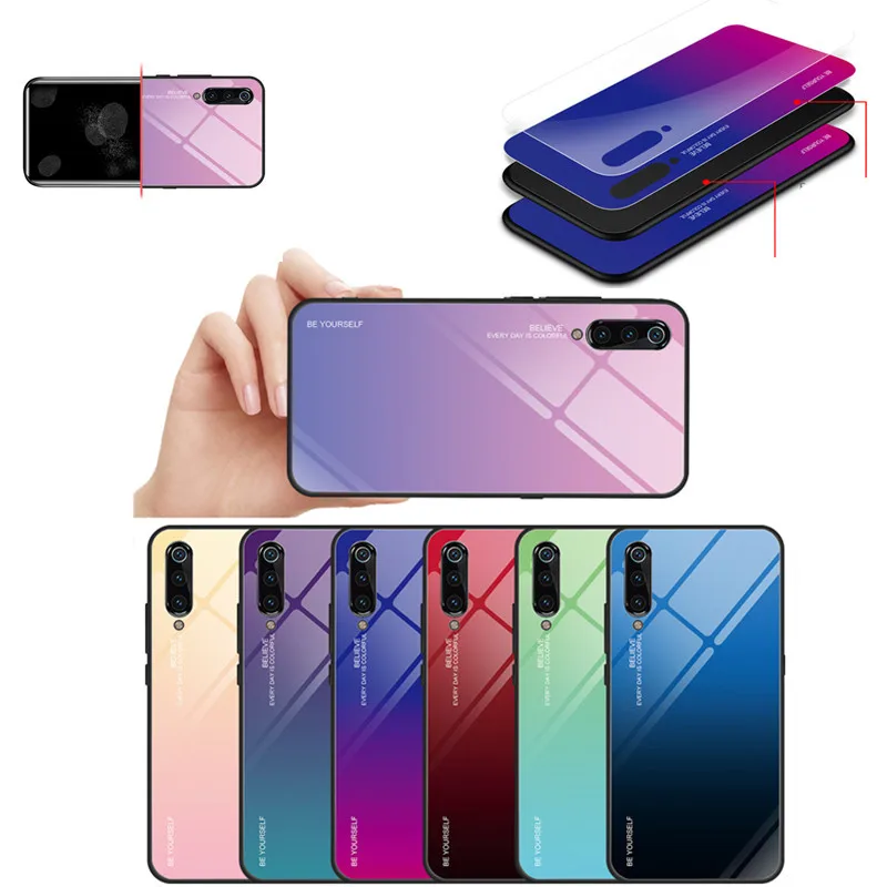 Для Xiaomi Redmi Note 7 6 5 Pro 5Plus 6Pro 6A градиентный чехол из закаленного стекла для MiA2 Mi8 Lite