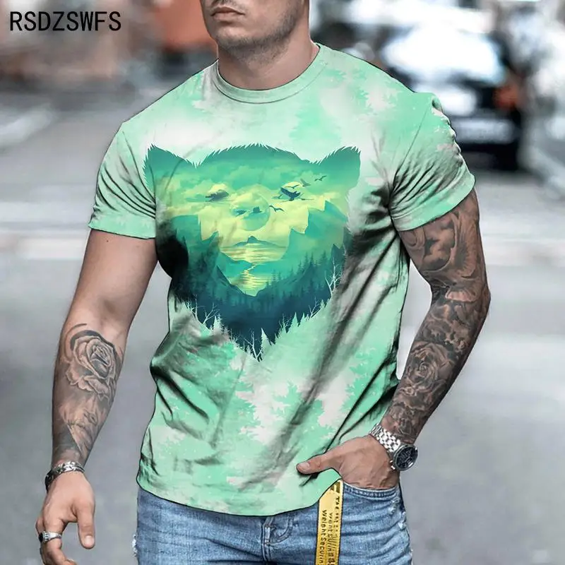 Футболка мужская с 3d принтом Повседневная футболка милым котиком и животным