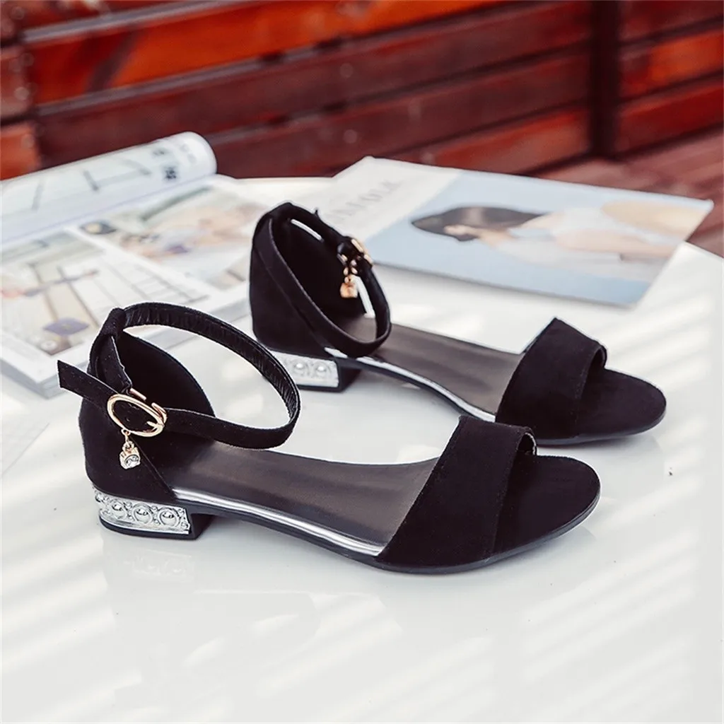 Женские сандалии в стиле бохо повседневные летние на каблуке с кристаллами и