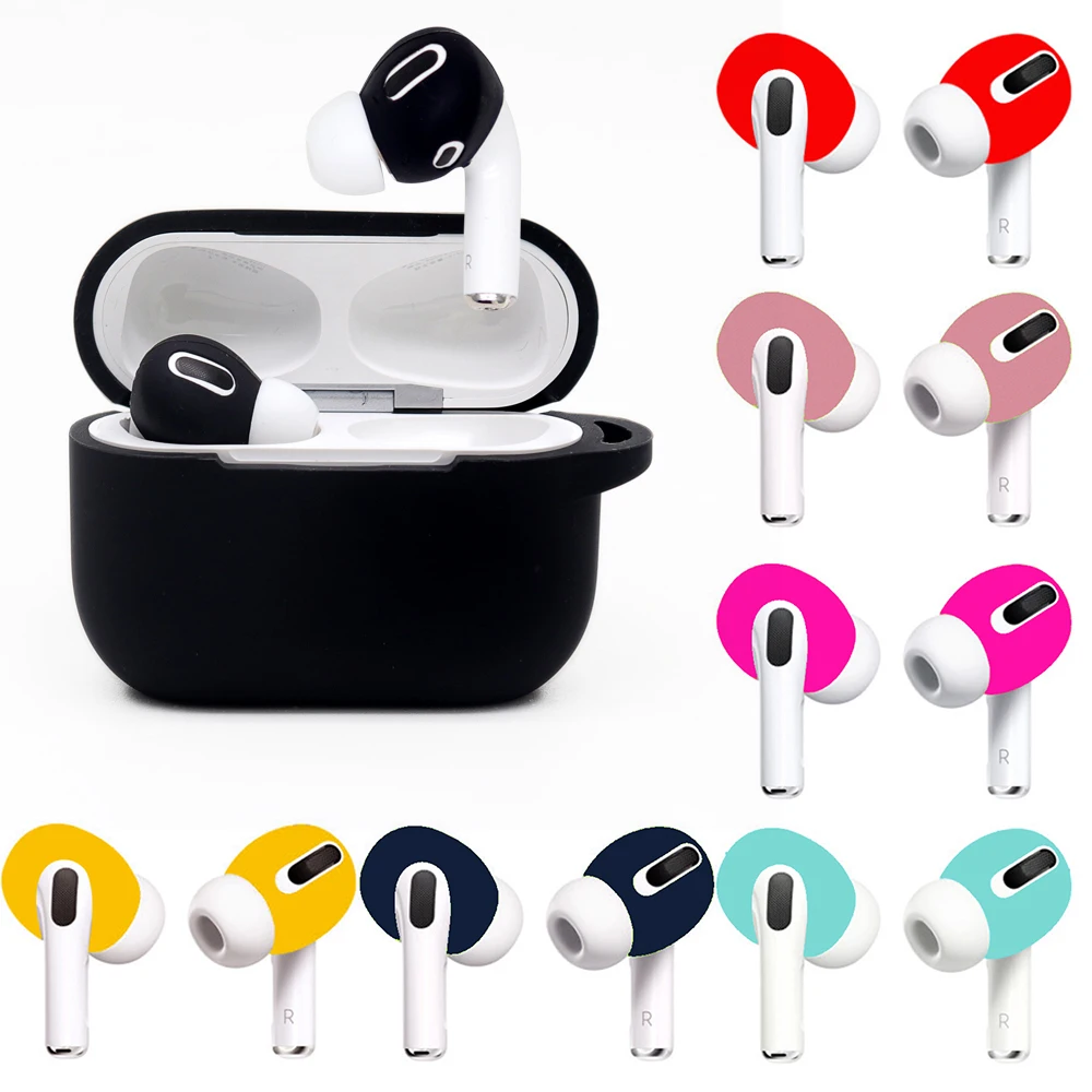 2Pcs Earphone Case Cover For Airpods Pro Silicone Anti-Slip Soft Earbuds Eartips Cap Apple 3 Accessories | Электроника