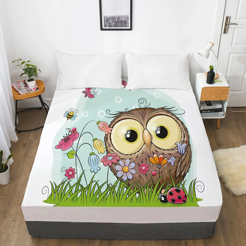 

Cartoon Children's Elastic fitted sheet bed sheet With An Elastic Band Mattress Cover Bed cover for kids baby boy girls owl