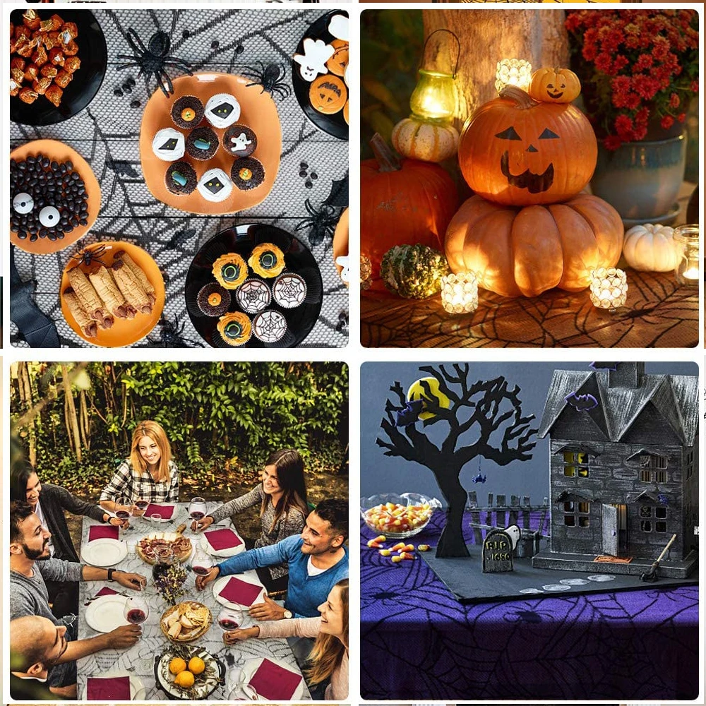 2 шт Хэллоуин украшения кружева Паук Паутина Скелет Череп вечерние скатерть