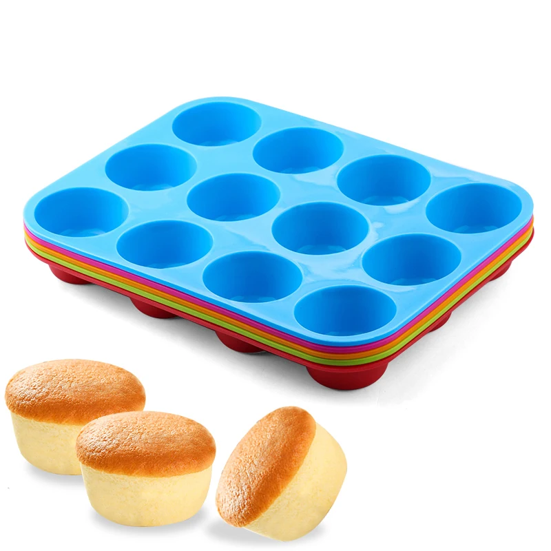 

12 Hole Mini Muffin Cup Silicone Round Cookies Cupcake Fondant Bakeware Mini Cake Pan Tray Mould Home DIY Cake Baking Tool Mold