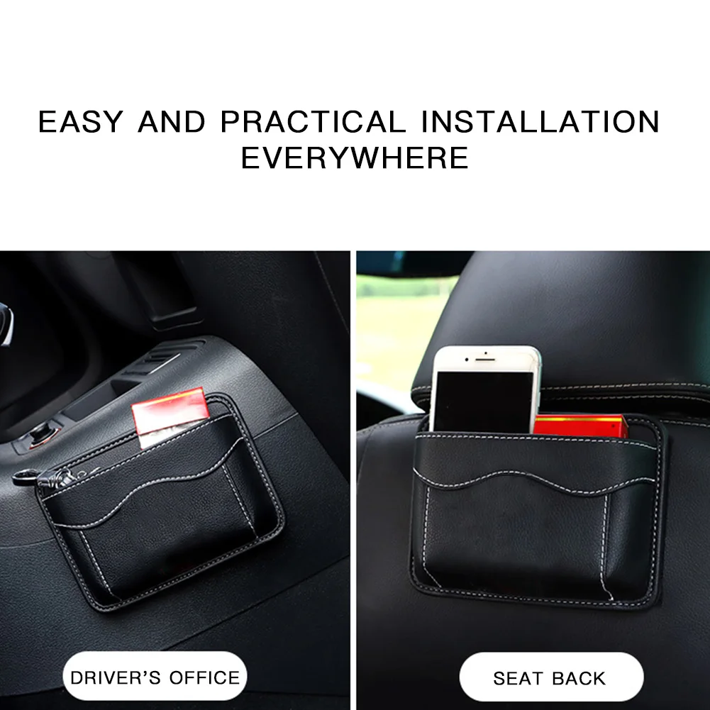 

Car Storage Bag Paste Seat Organizer Self-adhesive Auto Interior Storage Pouch Useful Car Accessories