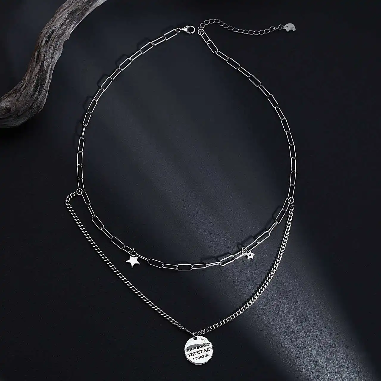 

925 Silver Necklace for Women Retro Fashion Disc Letter Necklace Couple Punk Style Pendant Jewelry Sterling Silver Necklace