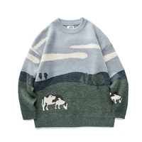 youth men cows vintage winter sweaters 2021 pullover mens o neck korean fashions sweater women casual harajuku clothes