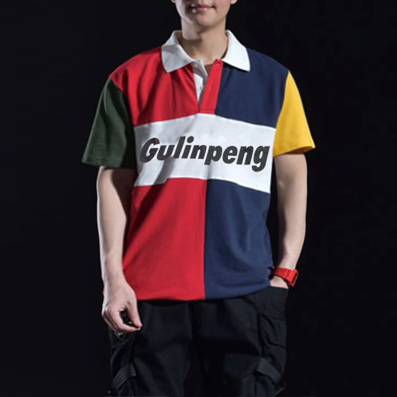 

Men T-Shirts Plus Size 8xl 5XL 4XL Tee Shirt Patchwork Summer Short Sleeve Men's T Shirts Male TShirts turn-down collar Tshirt