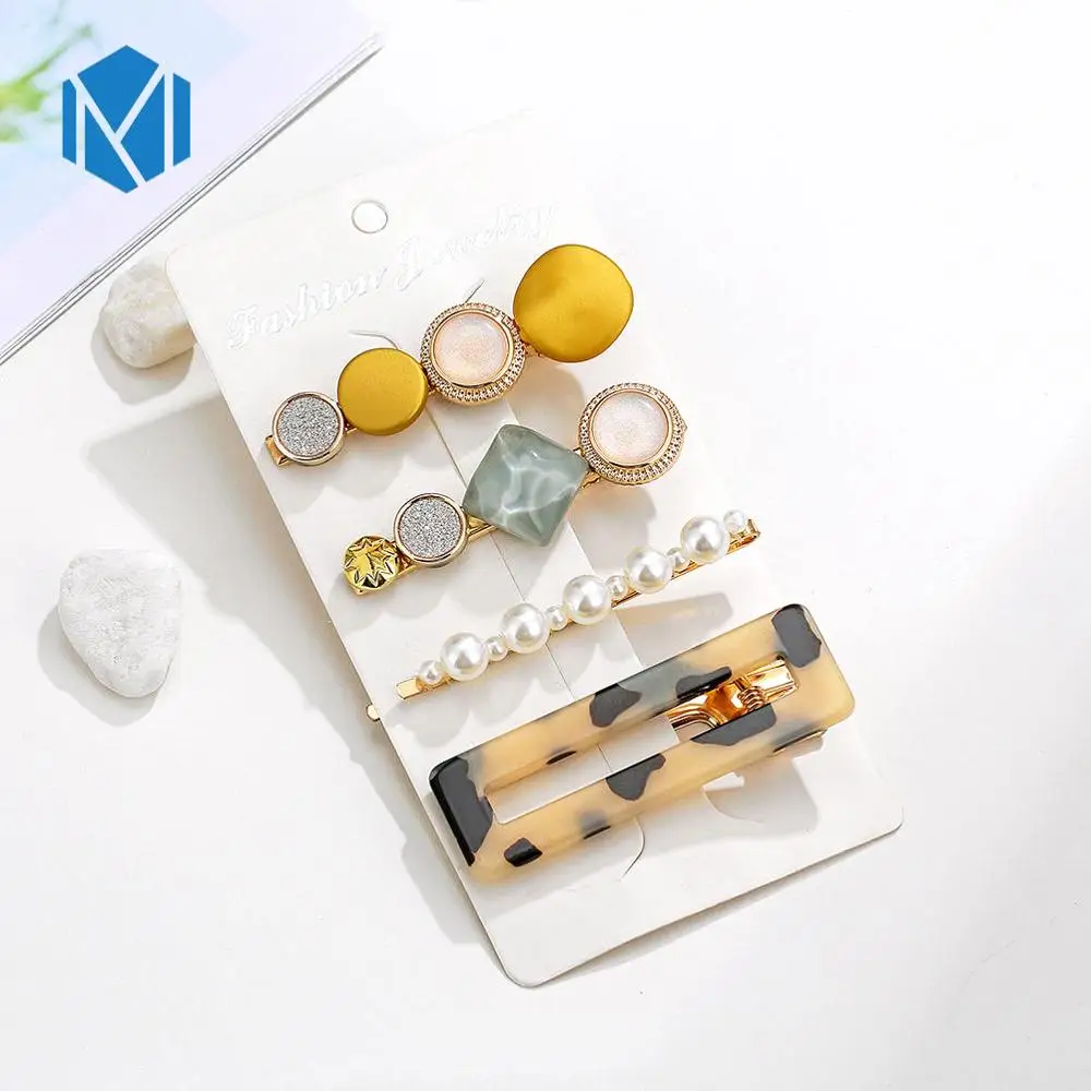 4pcs square cow M MISM INS Круглый корейский Кристалл Сплав заколки для волос Макарон цвет заколки BB шпильки Заколки для женщин обувь девочек аксессуары для волос - Цвет: 4pcs square cow