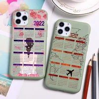 happy everyday 2022 calendar phone case for iphone 13 12 11 pro max mini xs 8 7 6 6s plus x se 2020 xr candy green cover