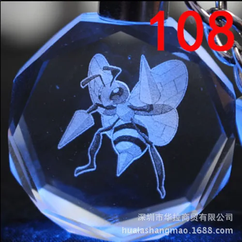 108 Карманный монстр мультфильм брелок Покемон Blastoise Charmander Пикачу светодиодный светильник кристалл кулон брелок Детская игрушка посылка Llavero - Цвет: 108
