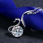 Идеальный прошел алмаз отличное Муассанит 925 Стерлинговое Серебро Милый Лебедь Кулон Cut 2ct модные жемчужные ожерелья ювелирные украшения