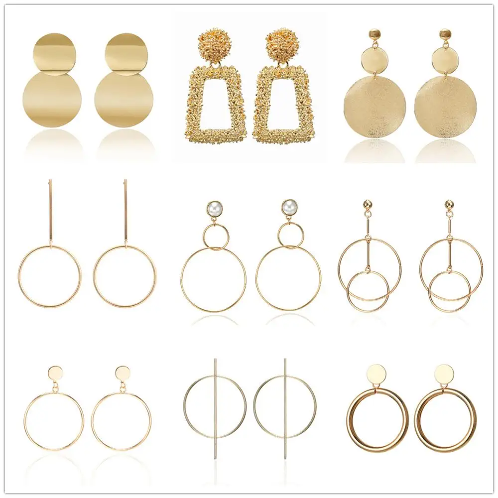 2019 модные круглой формы металлический золотой геометрический обод кольцо