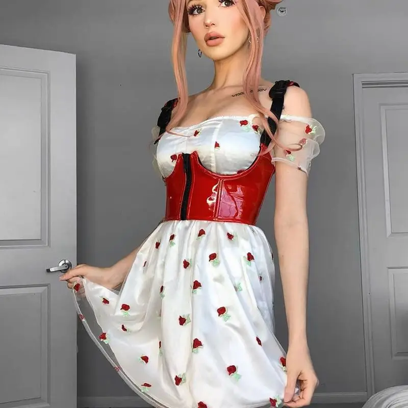 

Модный летний женский 2021 сексуальный корсет Красный Y2k Готический топ на молнии уличная Клубная одежда