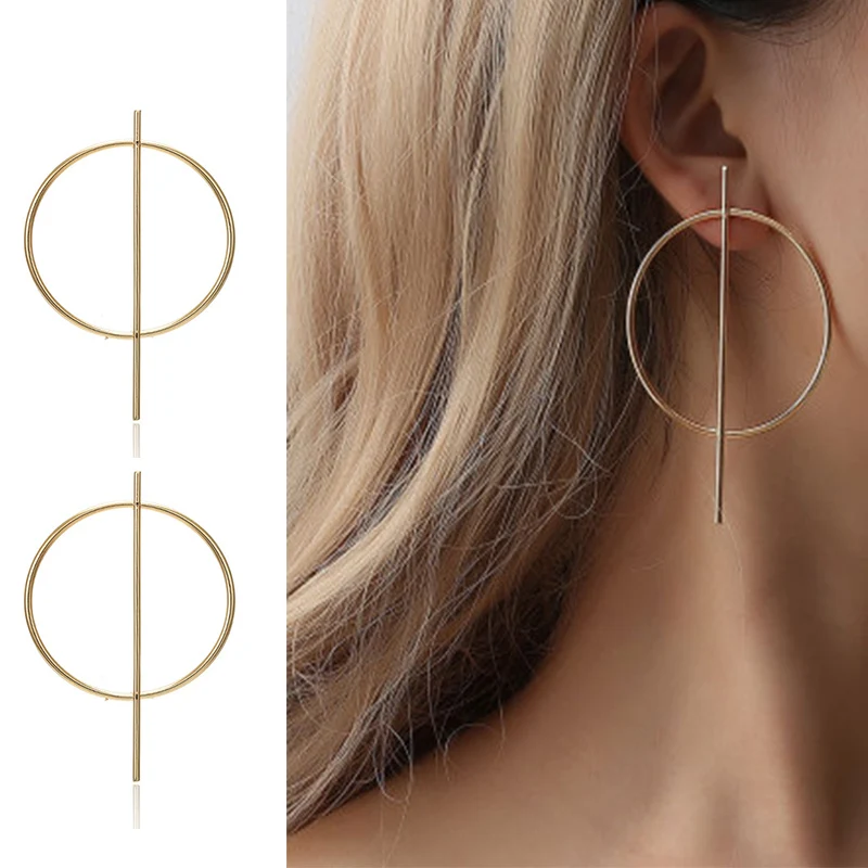 Новые модные женские большие золотые висячие серьги винтажные геометрические