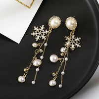korean version of ins snowflake pearl tassel earrings female fashion wedding party mothers day y %d0%bf%d0%be%d0%b4%d0%b0%d1%80%d0%be%d0%ba
