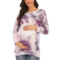 spring autumn maternity clothes new o neck women printing gradient color long sleeved pregnant tops t shirt pregnancy tee outfit