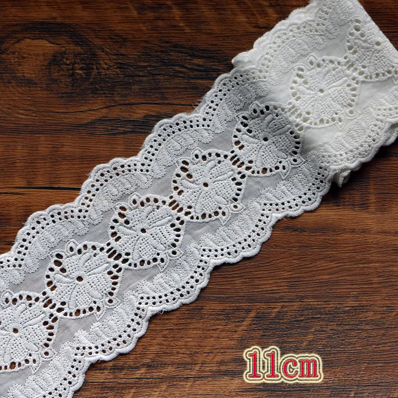 Роскошная белая хлопок с цветочной вышивкой кружевной воротник тканевый