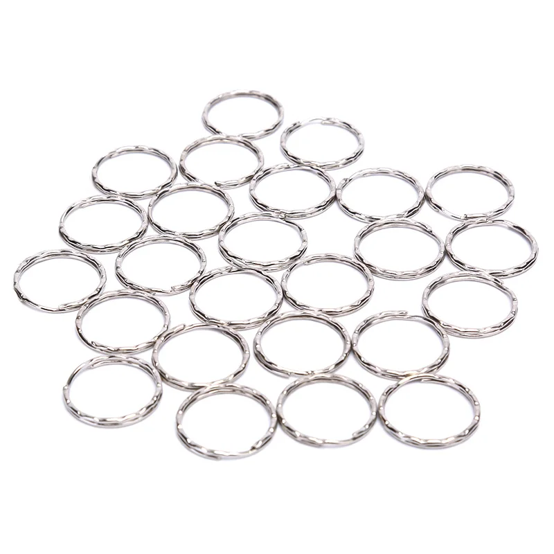 

30pcs/lot 25mm Stainless Steel Hole Key Ring Key Chain Rhodium Plated Round Split Keychain New