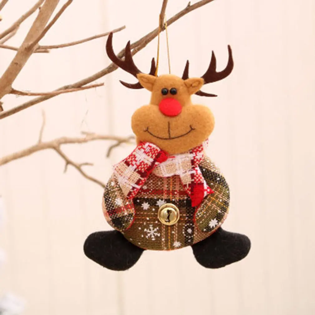 

2020 Christmas Tree Ornaments Cartoon Christmas Doll Children Snowflake Santa Claus Elk Doll Bell Pendant for Home New Year Gift