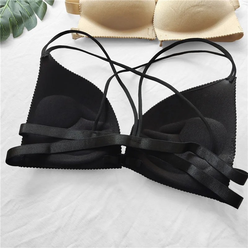 Тонкий бюстгальтер с лямками и двойными женский сексуальный перекрестными