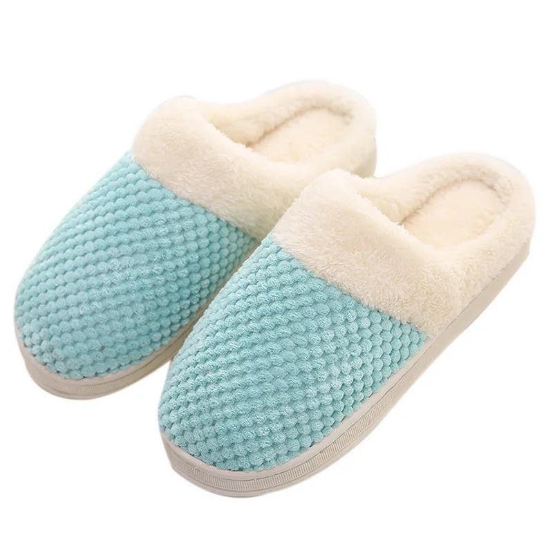 Mint Green SHUJIN/женские зимние домашние тапочки; обувь с рисунком кота; Нескользящие мягкие зимние теплые домашние тапочки; домашние тапочки для влюбленных пар - Цвет: Mint Green