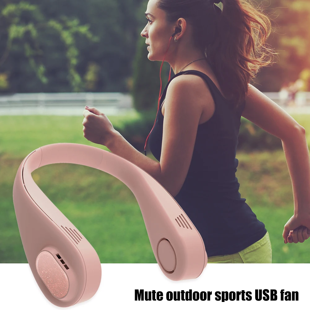 USB Rechargeable Mini Bladeless Fan Hanging Neck Mute Sports Fans Personal Outdoor Travel Electric Air Cooler | Бытовая техника
