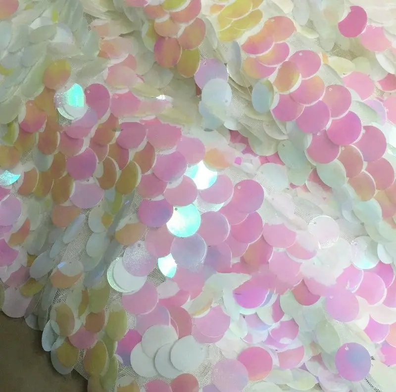 1Y/Lot Sequin Fabric Pink White Scales Encryption Sequins Mesh for Dress Net Background Cloth | Дом и сад